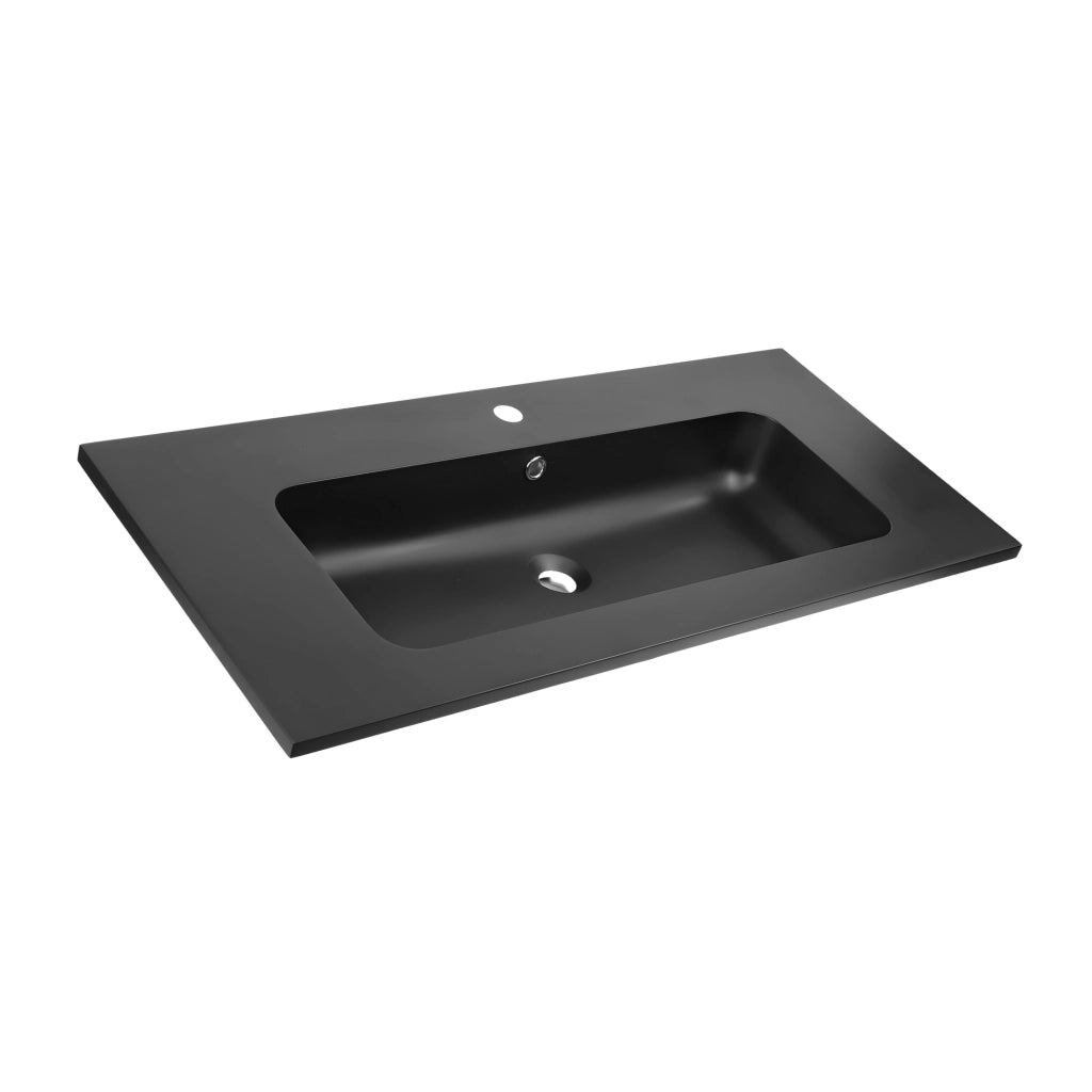 Lavabo ad incasso mineral marmo colore nero opaco mobile composizione bagno *** misure 91x46 cm, confezione 1