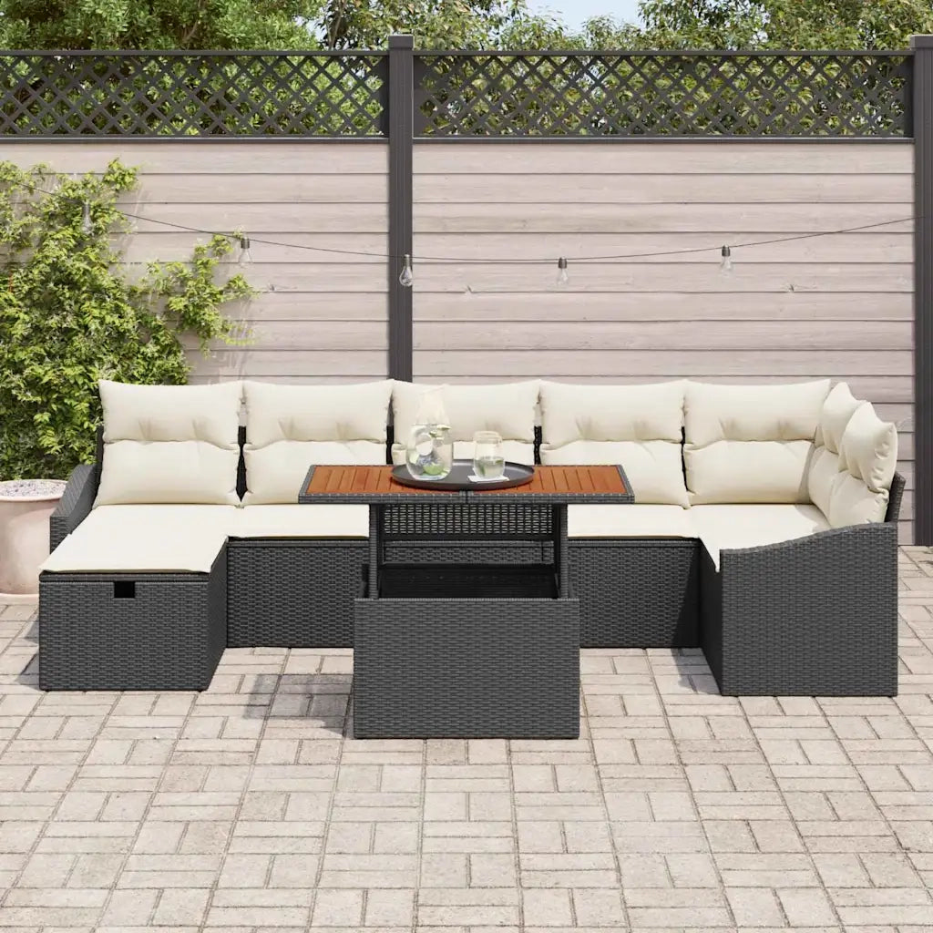 Set Divano da Giardino 8 pcs Nero polyrattan 3361362