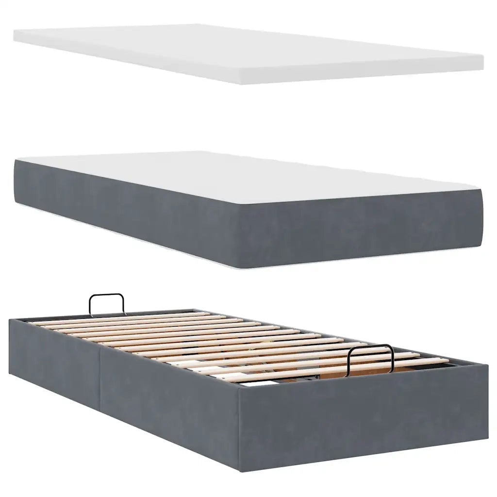 Struttura Letto Pouf con Materassi 100x200 cm Velluto 3313596