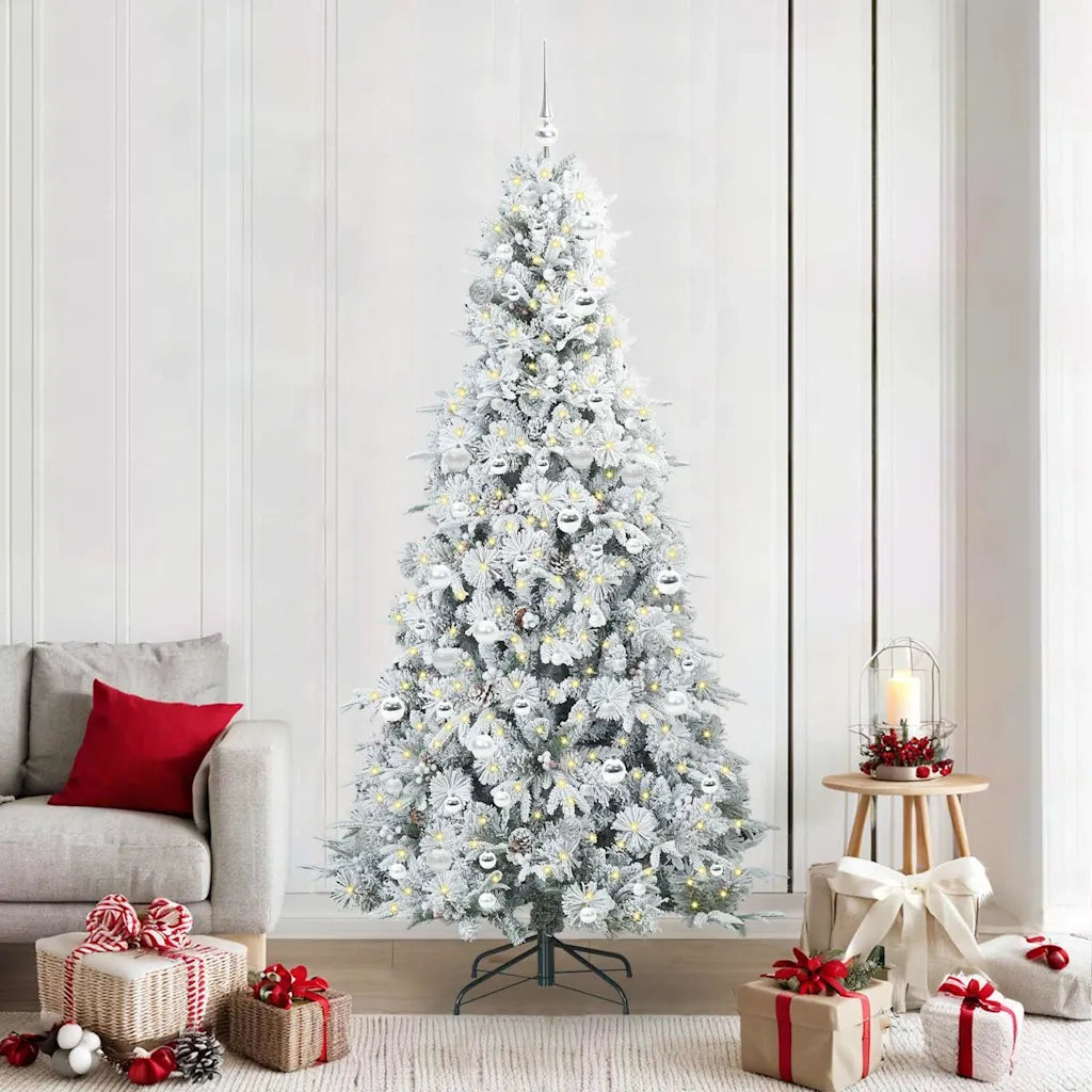 Albero di Natale Artificiale con Rami Pieghevoli Bianco 210 cm