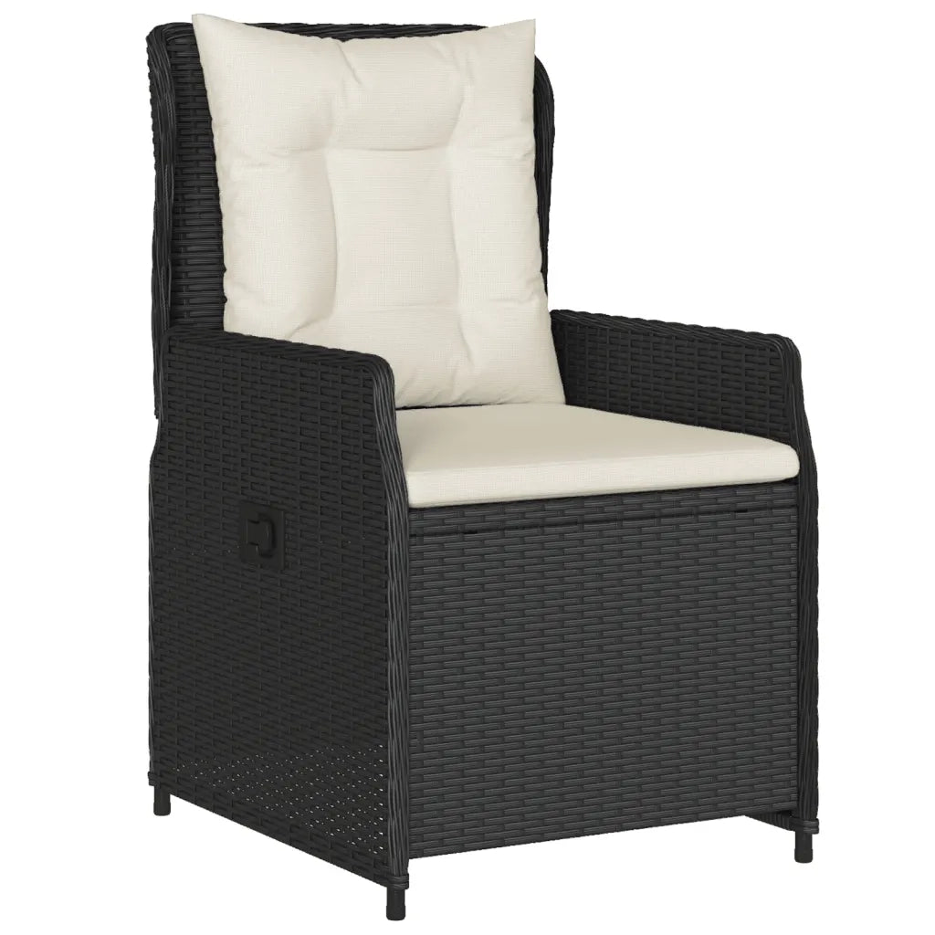 Set da Pranzo da Giardino 9 pz con Cuscini Nero in Polyrattan 3262780
