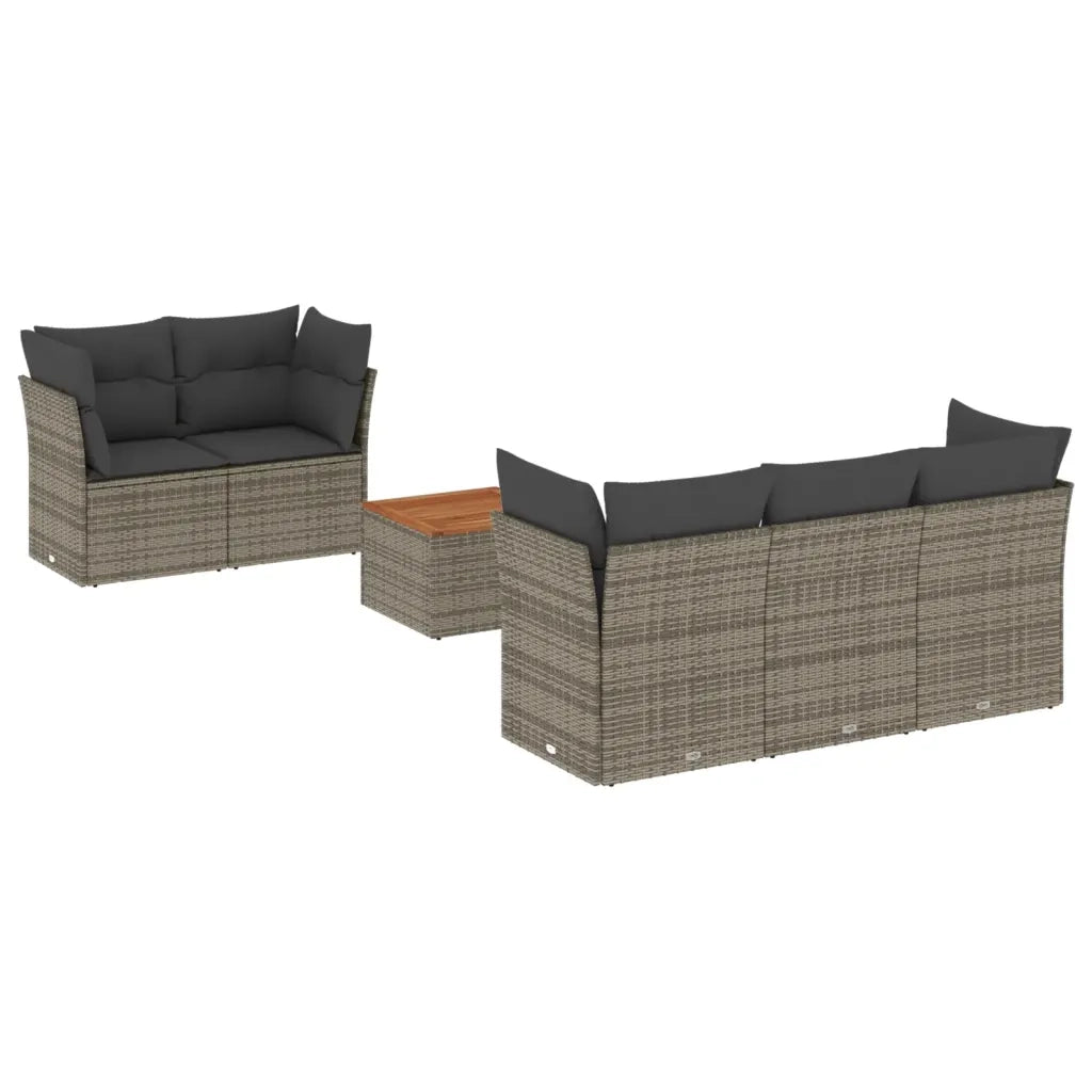 Set Divano da Giardino 6 pz con Cuscini Grigio in Polyrattan 3255815
