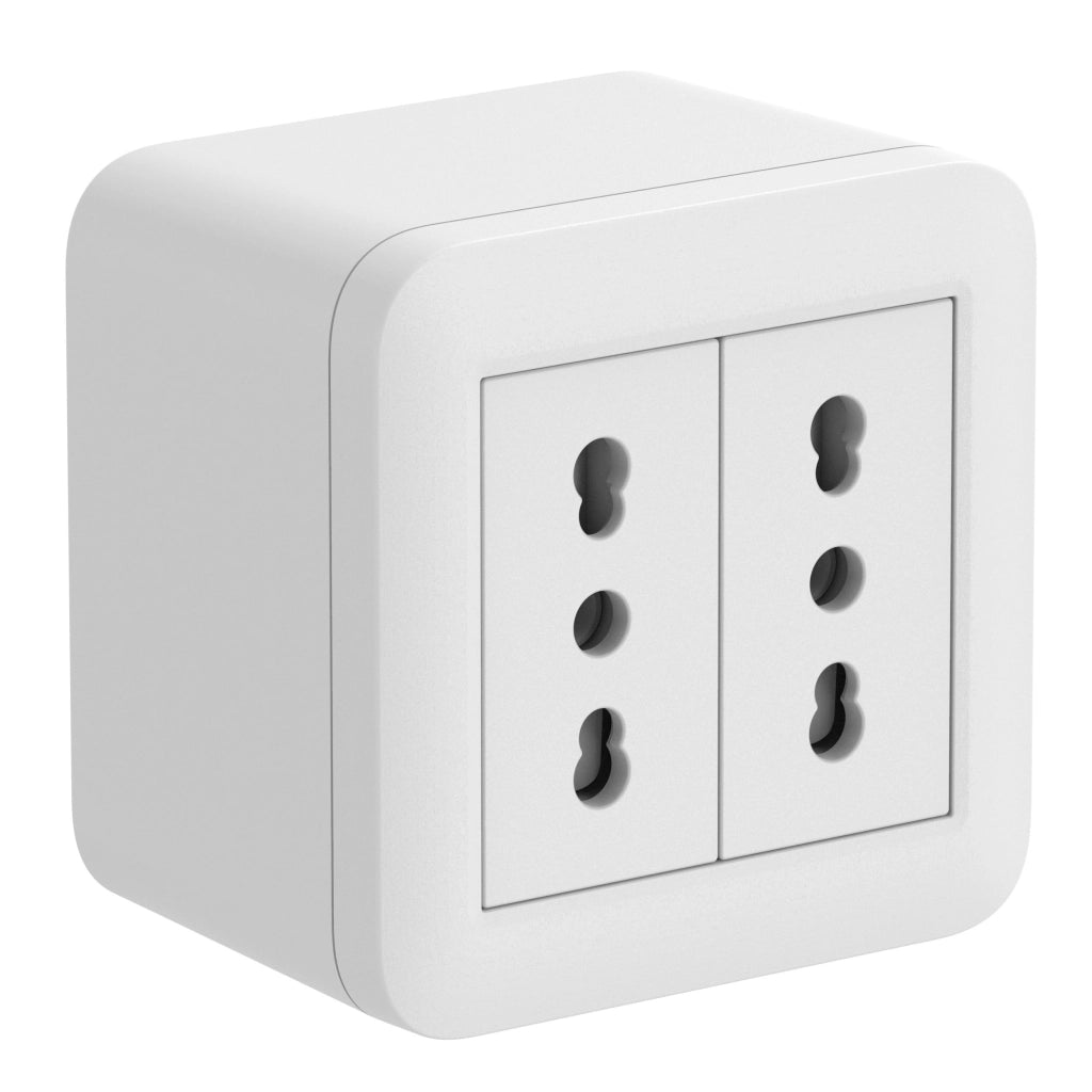 CONTENITORE 'FIXA' n.2 prese bipasso - col.bianco - ELECTRALINE