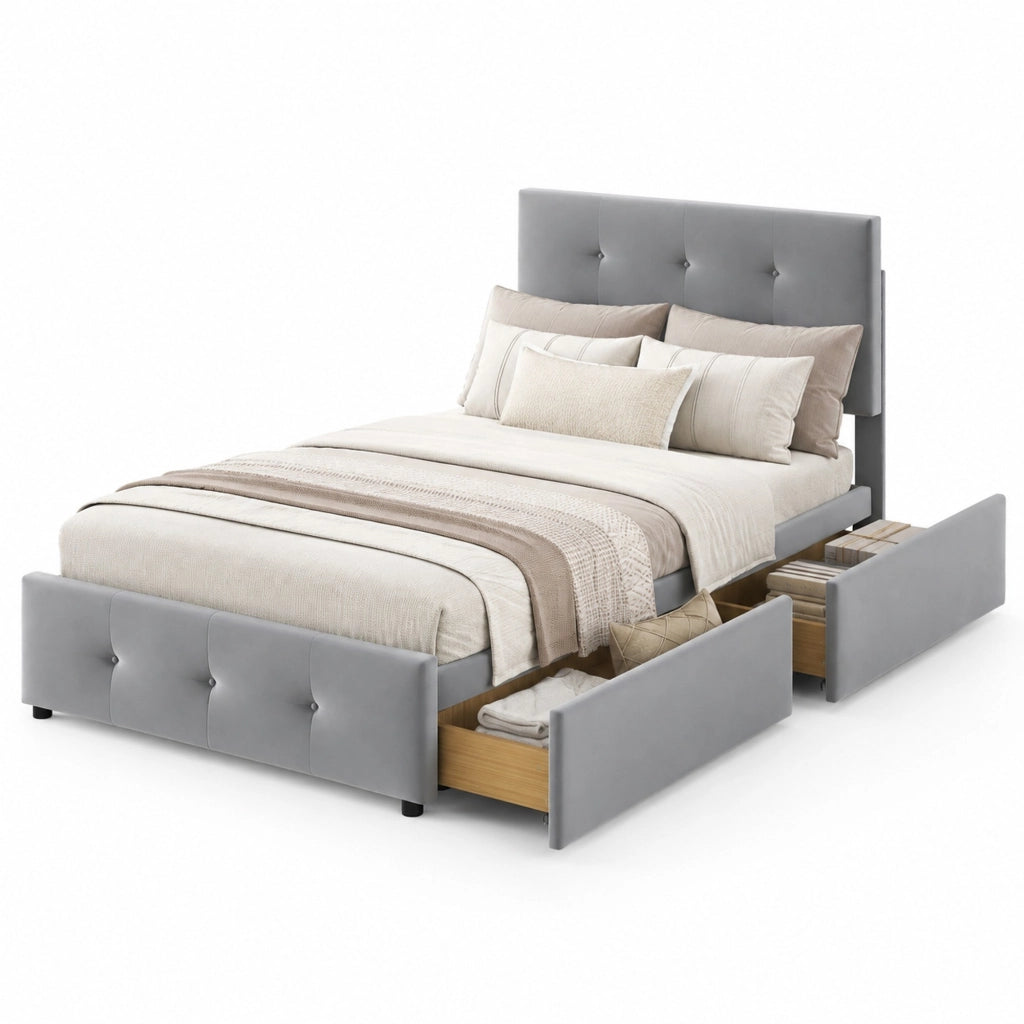 Letto 90x200 cm in metallo bianco con cassetti， scrivania pieghevole e LED， senza materasso