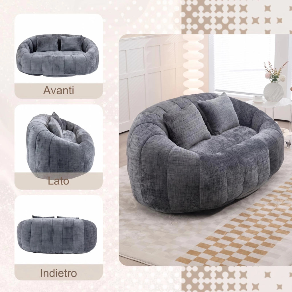 Divano relax, divano in chenille, schienale alto, pronto all’uso, per interni ed esterni, grigio