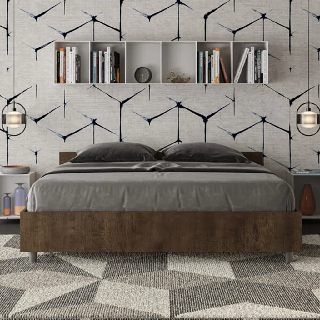 Letto matrimoniale contenitore 160x200 noce Nuamo
