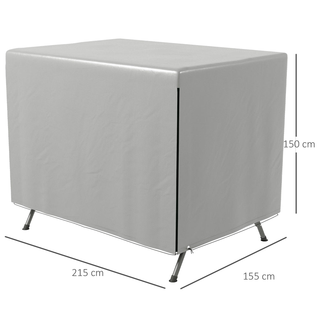 Telo copertura ULEVR 215x155x150 cm per mobili da giardino, impermeabile in polietilene grigio con cerniera e cinghia