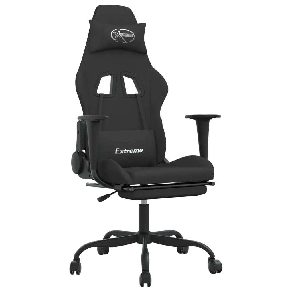 Sedia da Gaming con Poggiapiedi Nero in Tessuto 3143725