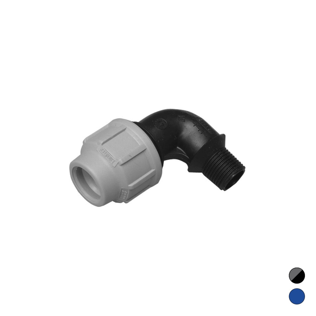 GOMITO A 90  ° C/DERIVAZIONE MASCHIO IKARO RACCORDO PER POLIETILENE- 1/2 x 25- IKARO- pezzi 1