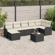 Set Divano da Giardino 8 pcs Nero e bianco Poly Rattan 3354466
