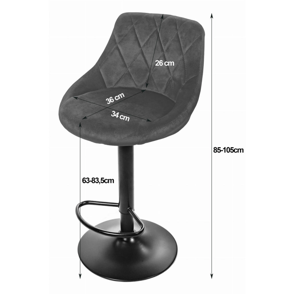 Set di 2 Sgabelli Bar Kast Girevoli in Velluto Nero