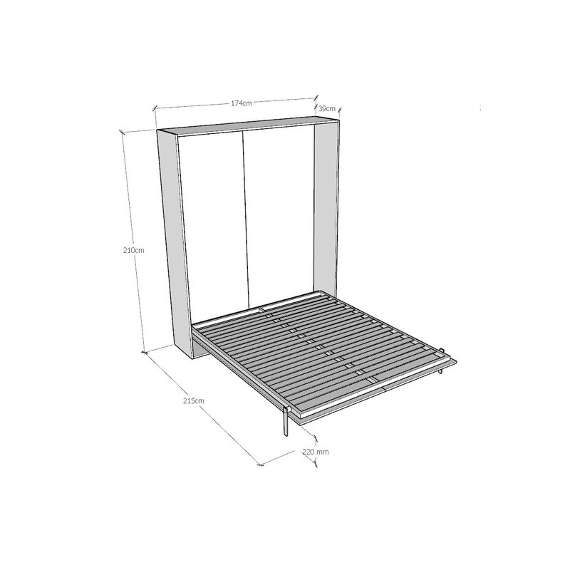 Letto a scomparsa 160 verticale Kentaro - Cemento