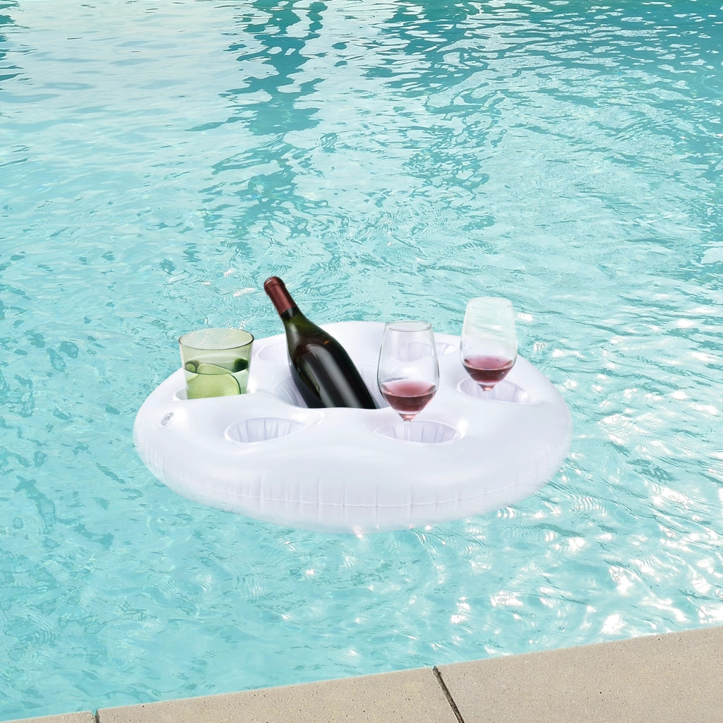 Portabevande Galleggiante per Piscina Supporto Gonfiabile per Drink Ø60 cm Bianco casa.pro