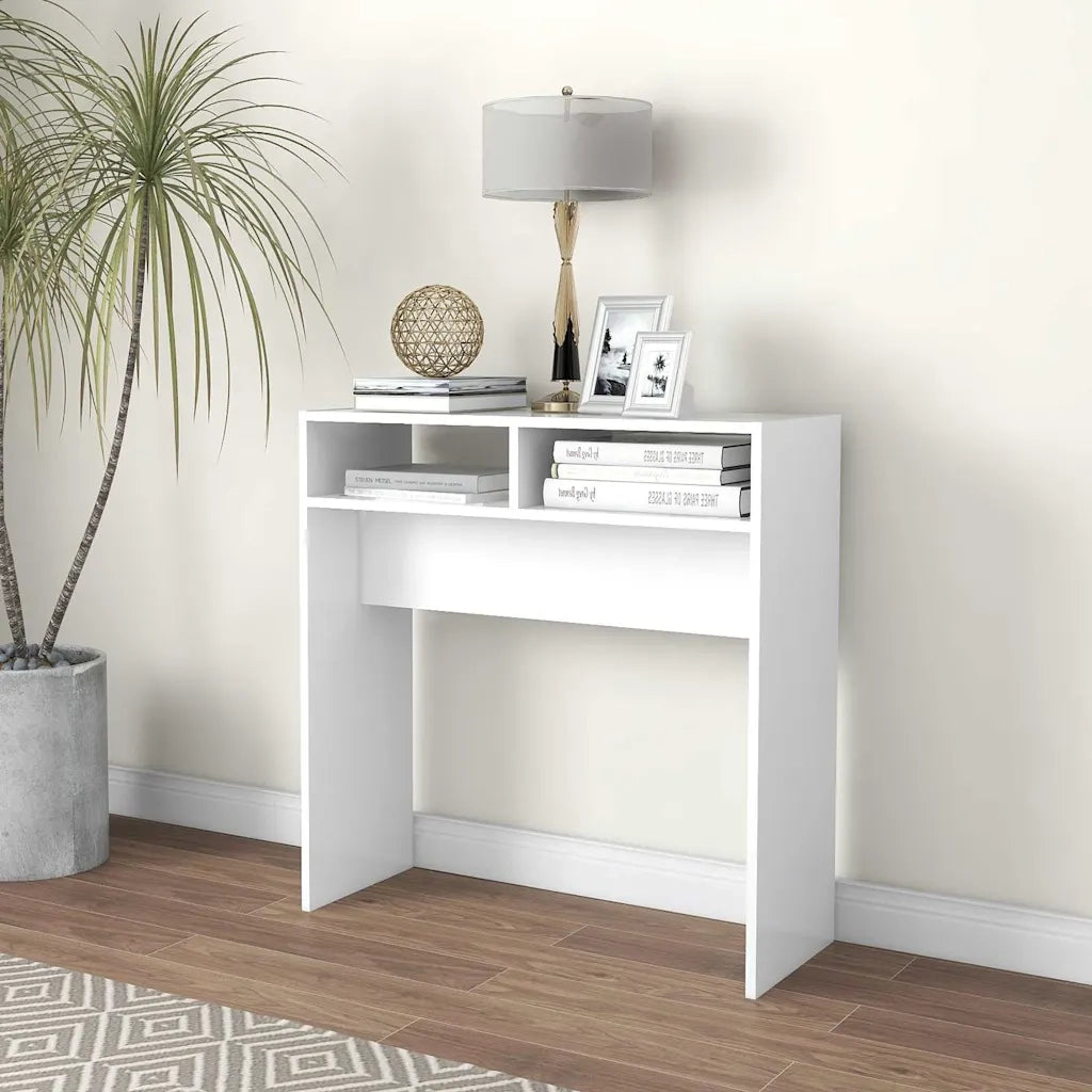 Tavolino Consolle Bianco 78x30x80 cm in Legno Multistrato 808296