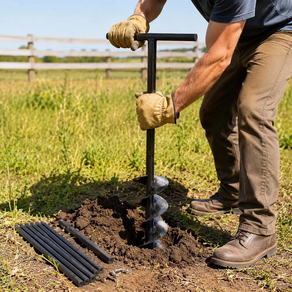 Earth Auger With Handle, 150 Mm Extension Tube, 9 M