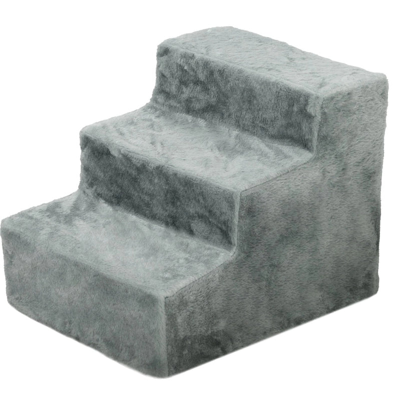 Scaletta per cani 3 gradini 46x35x35 cm grigio chiaro in pannello particellare