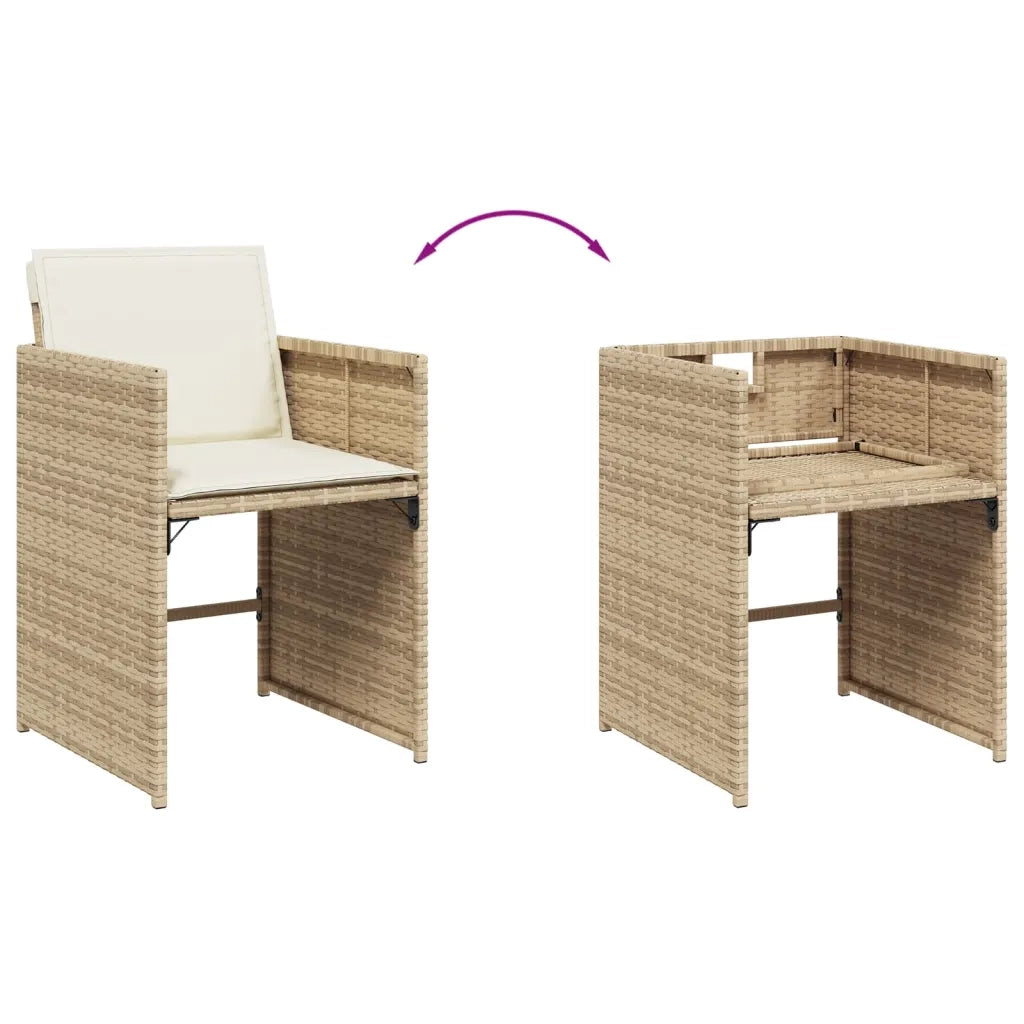 Set da Pranzo da Giardino 13 pz con Cuscini Beige in Polyrattan 3277899