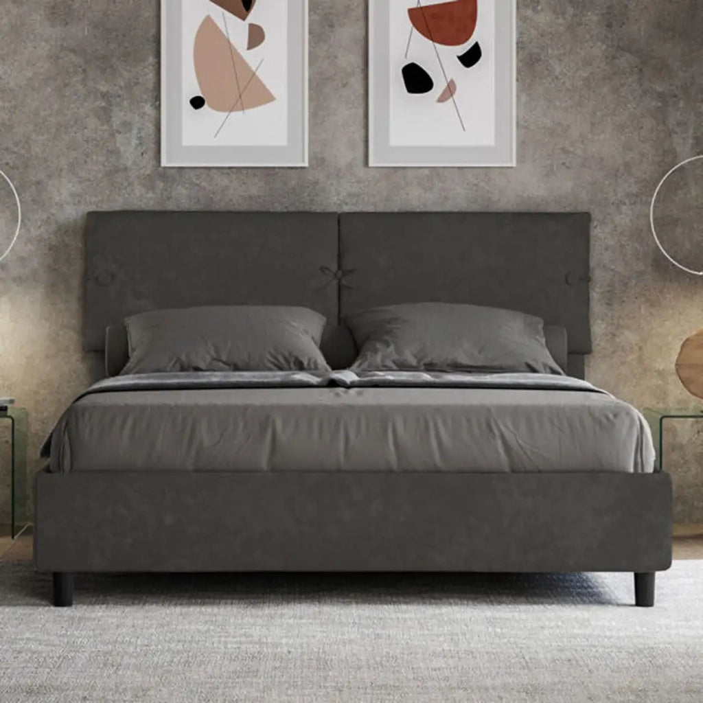 Letto matrimoniale senza rete imbottito 160x200 microfibra grigio Sleeper