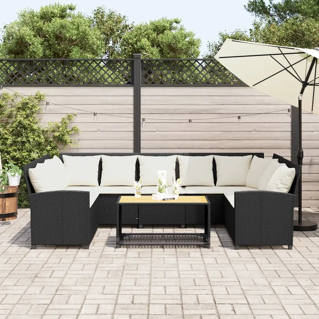 Divano da Giardino con Cuscini in Polyrattan Nero 3365328