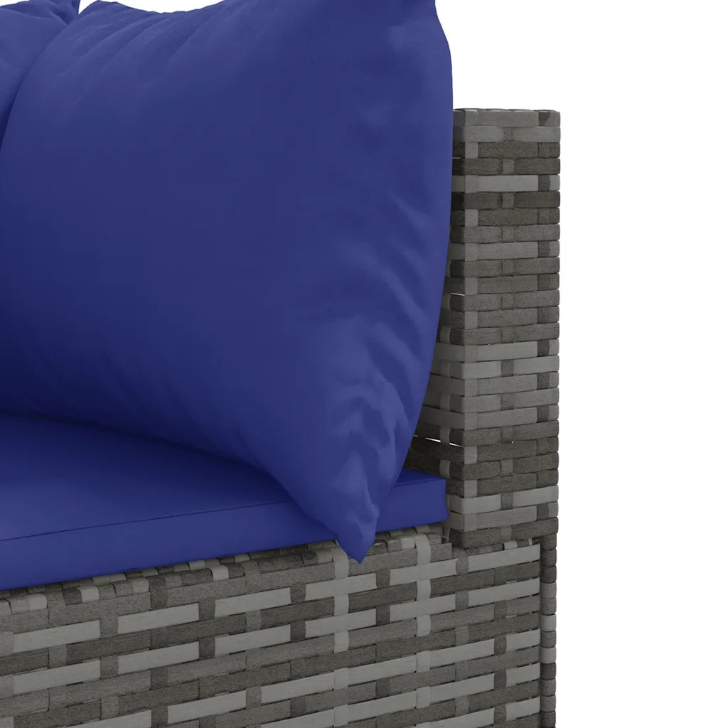 Set Divani da Giardino 8 pz con Cuscini in Polyrattan Grigio