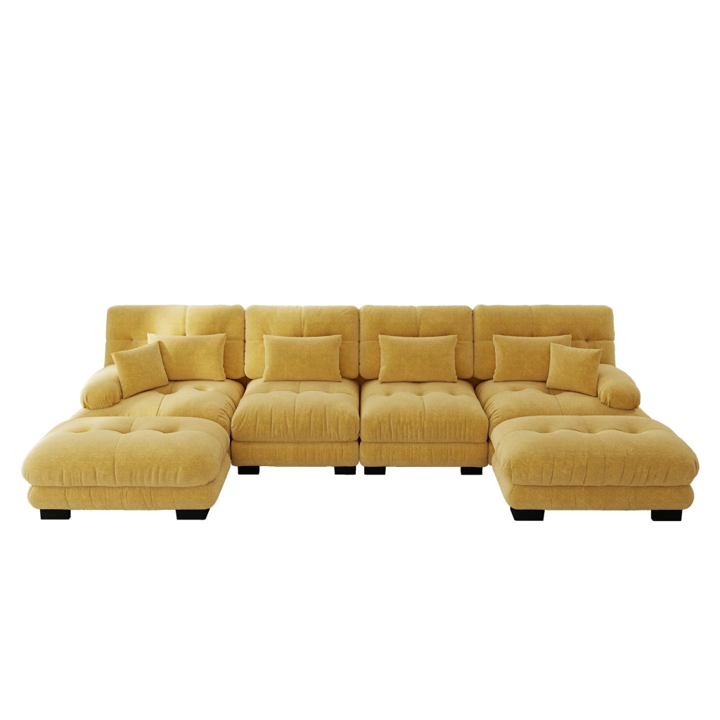 Divano Angolare Modulare U ¨C Xylo ¨C 4 Posti, con Pouf, Giallo