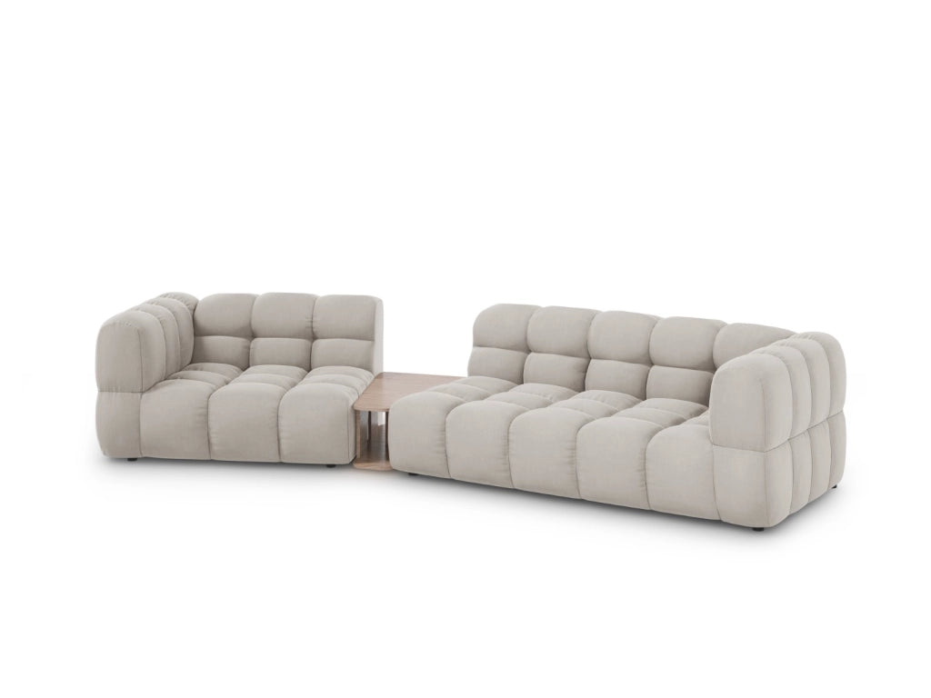 Cosmopolitan Design - Divano modulare sinistro "Sky" 3 posti in velluto beige chiaro 