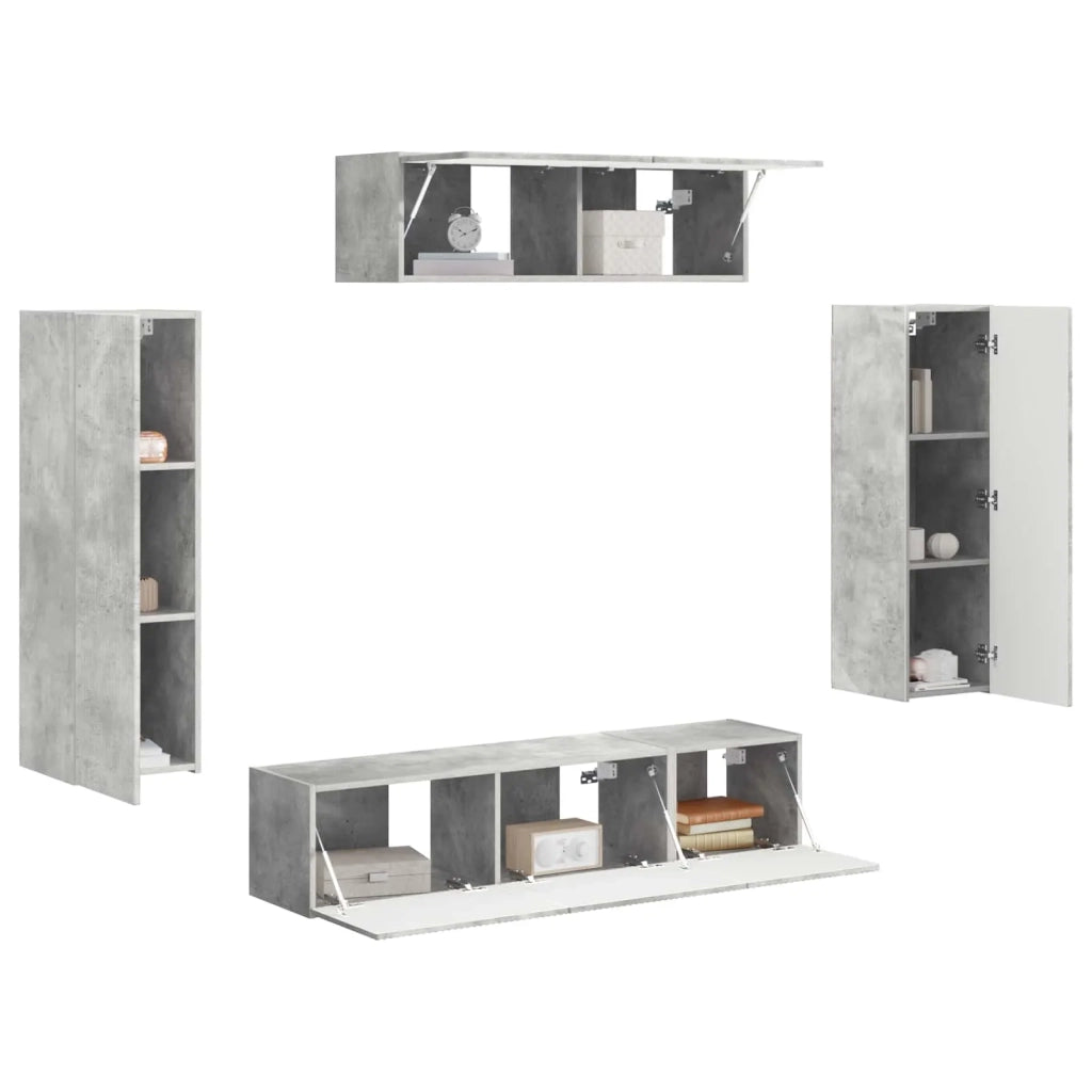Mobile TV 5 pcs Grigio cemento