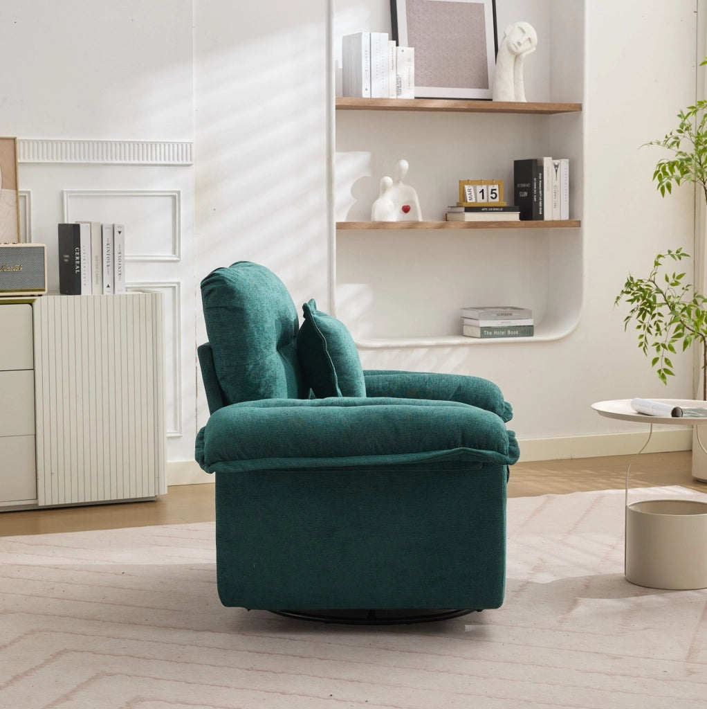 Set divani in chenille 2 pezzi: poltrona singola e divano a 2 posti con imbottitura a doppio strato e cuscini decorativi