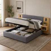 Letto imbottito 180x200 cm con contenitore, USB e comodini