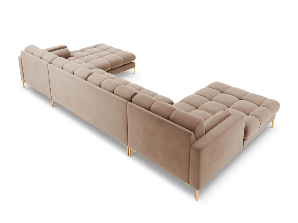 Cosmopolitan Design - Divano panoramico "Bali" 7 posti in velluto beige 