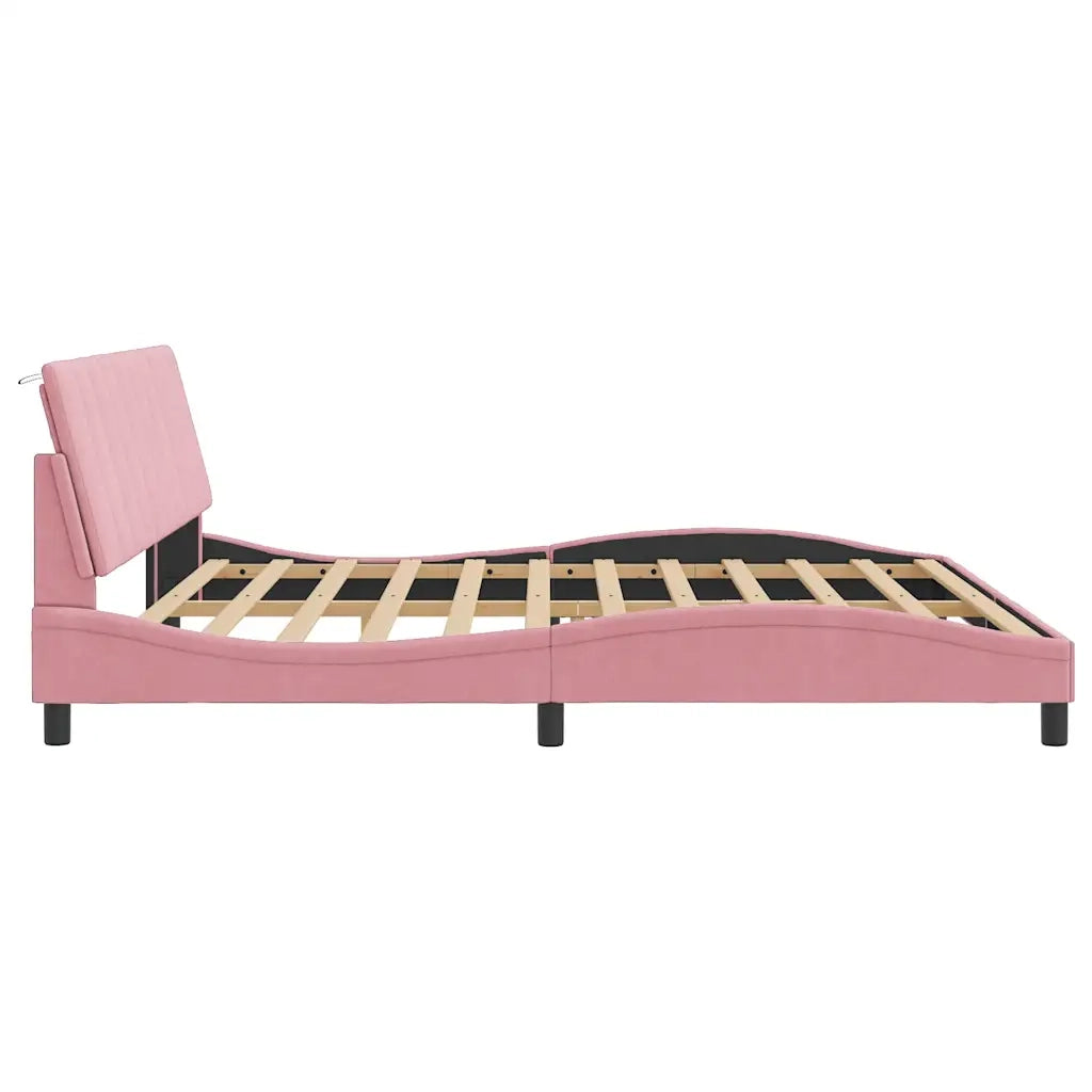 Giroletto con LED senza Materasso Hanko Rosa 200x200 cm in Velluto