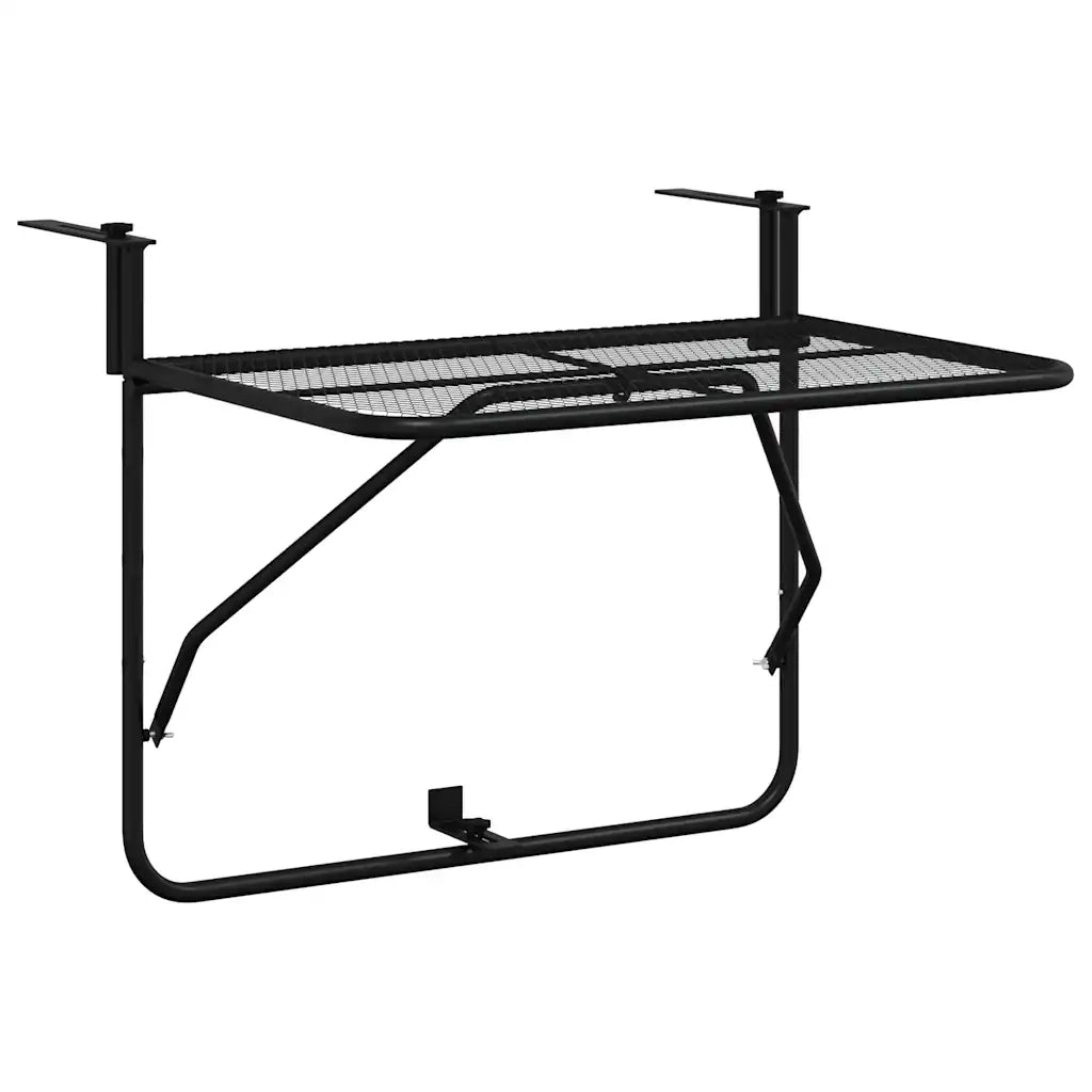 Tavolo da Balcone Nero 60x40 cm in Acciaio 325924