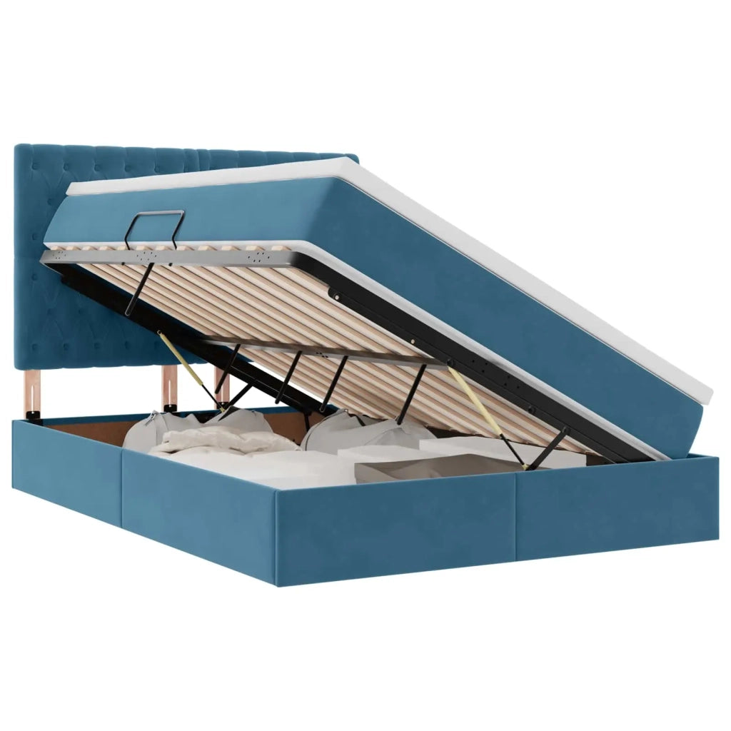 Letto con contenitore e materasso Blu Scuro 140 x 200 cm 3372097