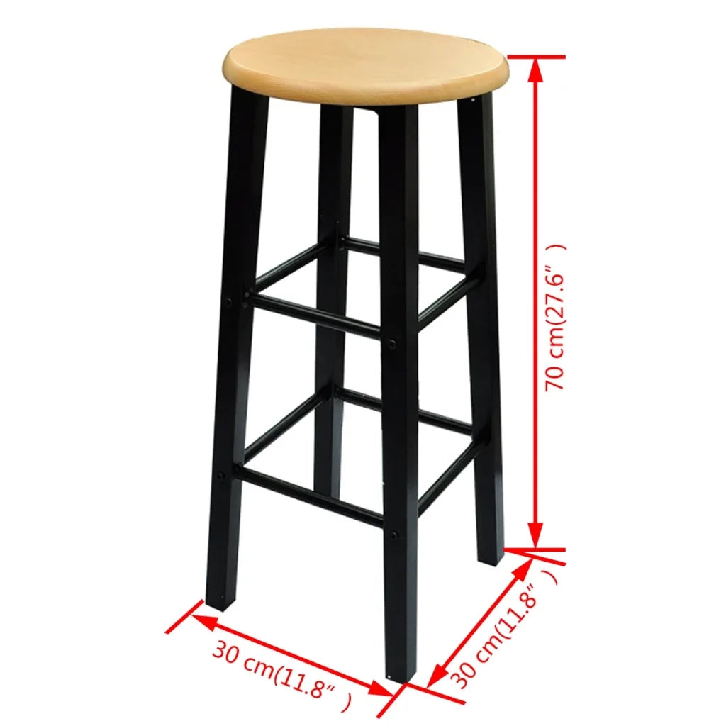 Tavolo e Sgabelli da Bar Set 3 pz in Legno e Acciaio 275403