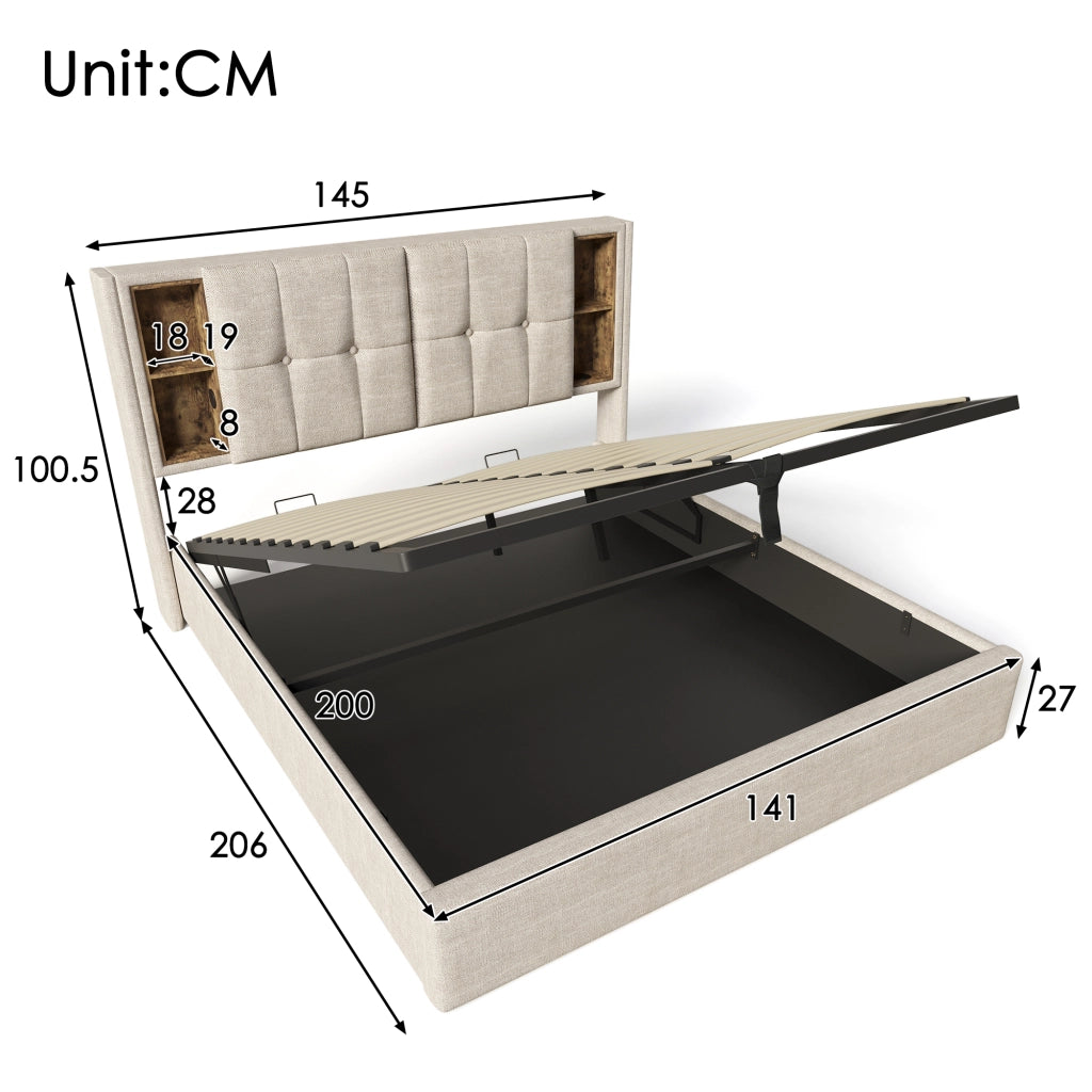 letto imbottito lino naturale 140 x 200 cm