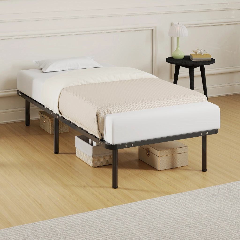 Letto singolo con rete a doghe e contenitore ¨C Minimal ¨C 90x190 cm nero