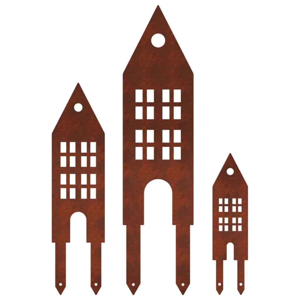 Palo da Giardino 3 pz 41 x 10 x 0,08 cm Ruggine Acciaio Corten 8013404