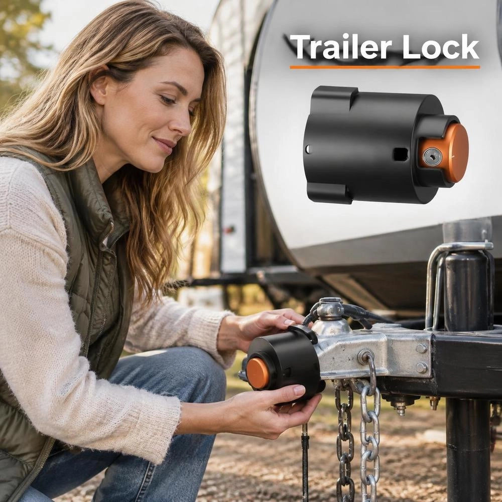 Trailer Lock, Compatible With 50.8 Mm And 58.7 Mm Flat Ball Couplings, Anti-theft Device With 3 Keys, High-security Lock For Motorhomes, Trailers, And Boats