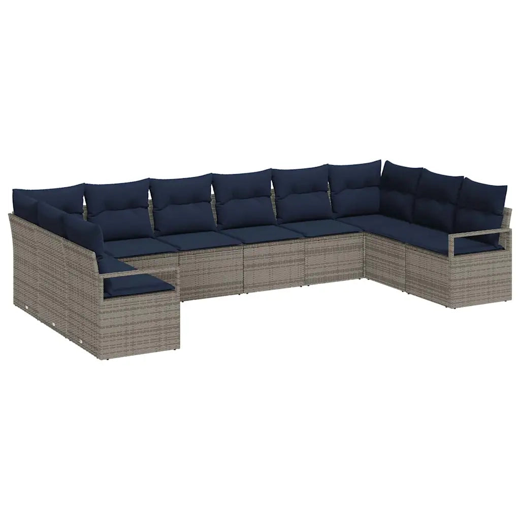 Set di divani con cuscino 10 pcs Grigio polyrattan 3346565