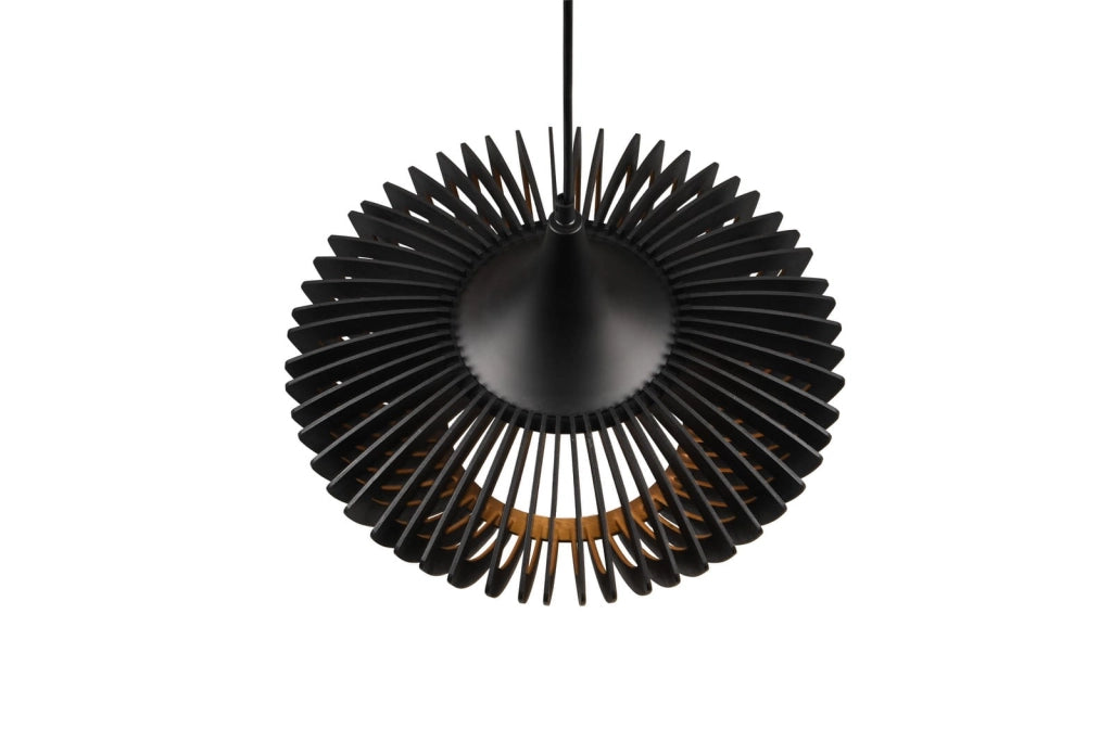 Lampada a sospensione Trio Colino nera Ø40cm legno