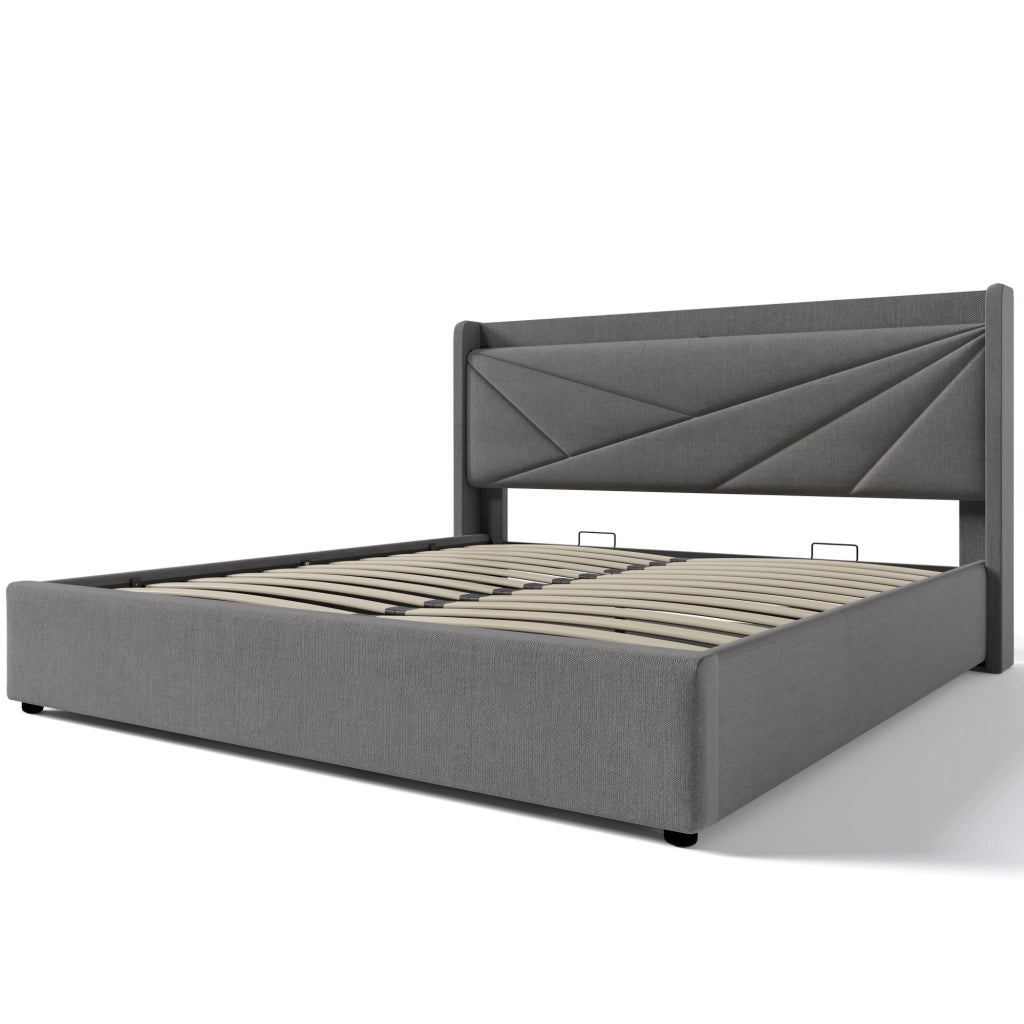Letto matrimoniale contenitore 180x200 grigio con porte USB e USB-C
