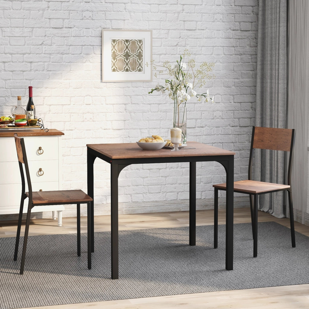 Set pranzo con tavolo 70x70 cm e 2 sedie; marrone