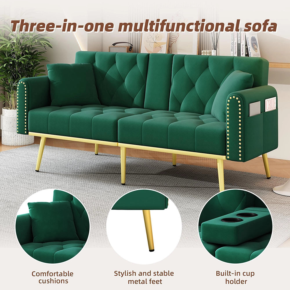 Divano letto convertibile - Xylo - Doppio, 3 livelli reclinabili, verde