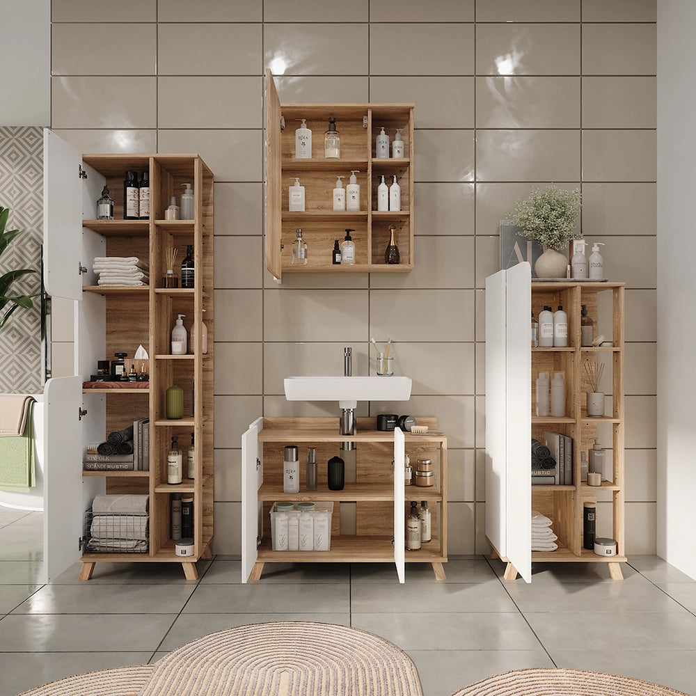 Vicco Set di mobili da bagno Sonoma/Bianco 4 parti