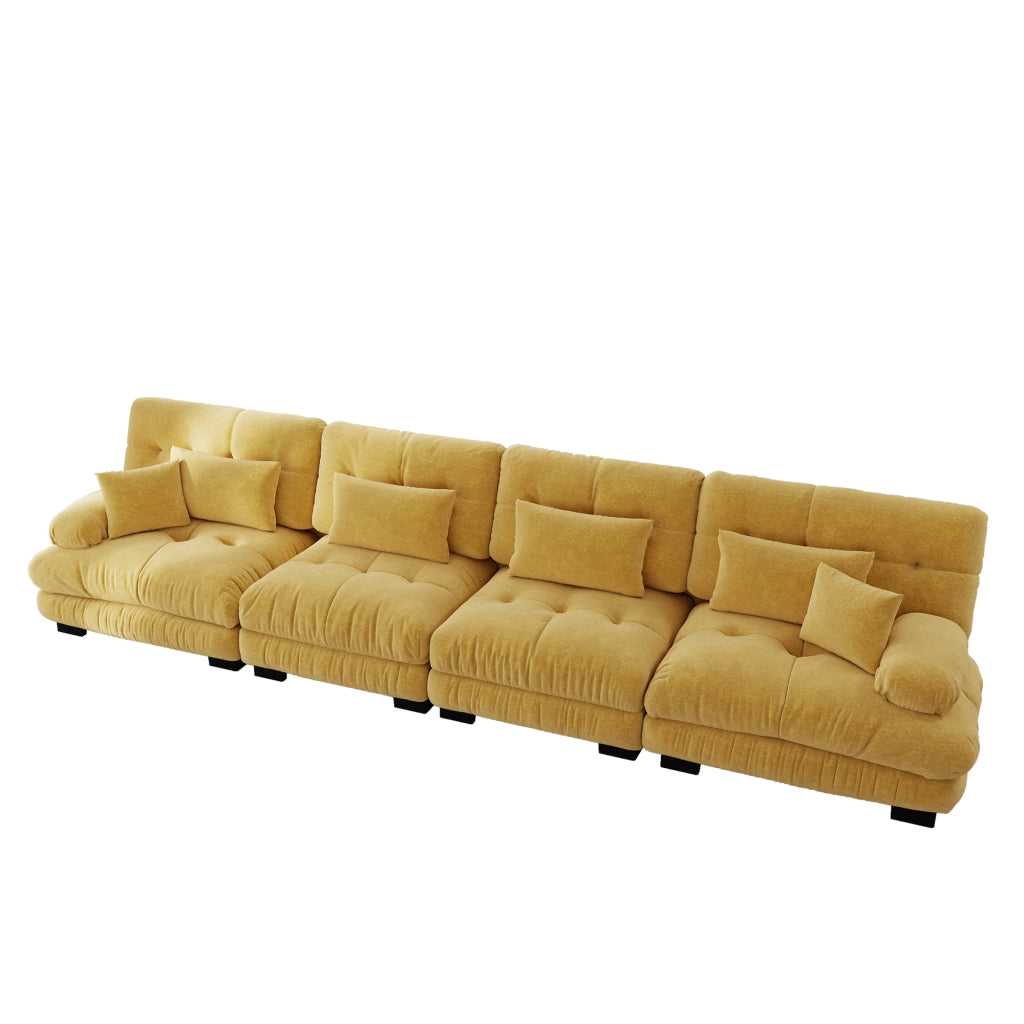 Divano Angolare Modulare 4 Posti con Chaise Longue ¨C Xylo ¨C Chenille Giallo