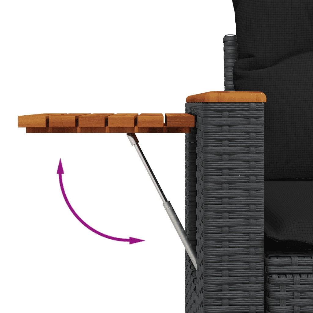 Set Divani da Giardino 5 pz con Cuscini in Polyrattan Nero 3265500