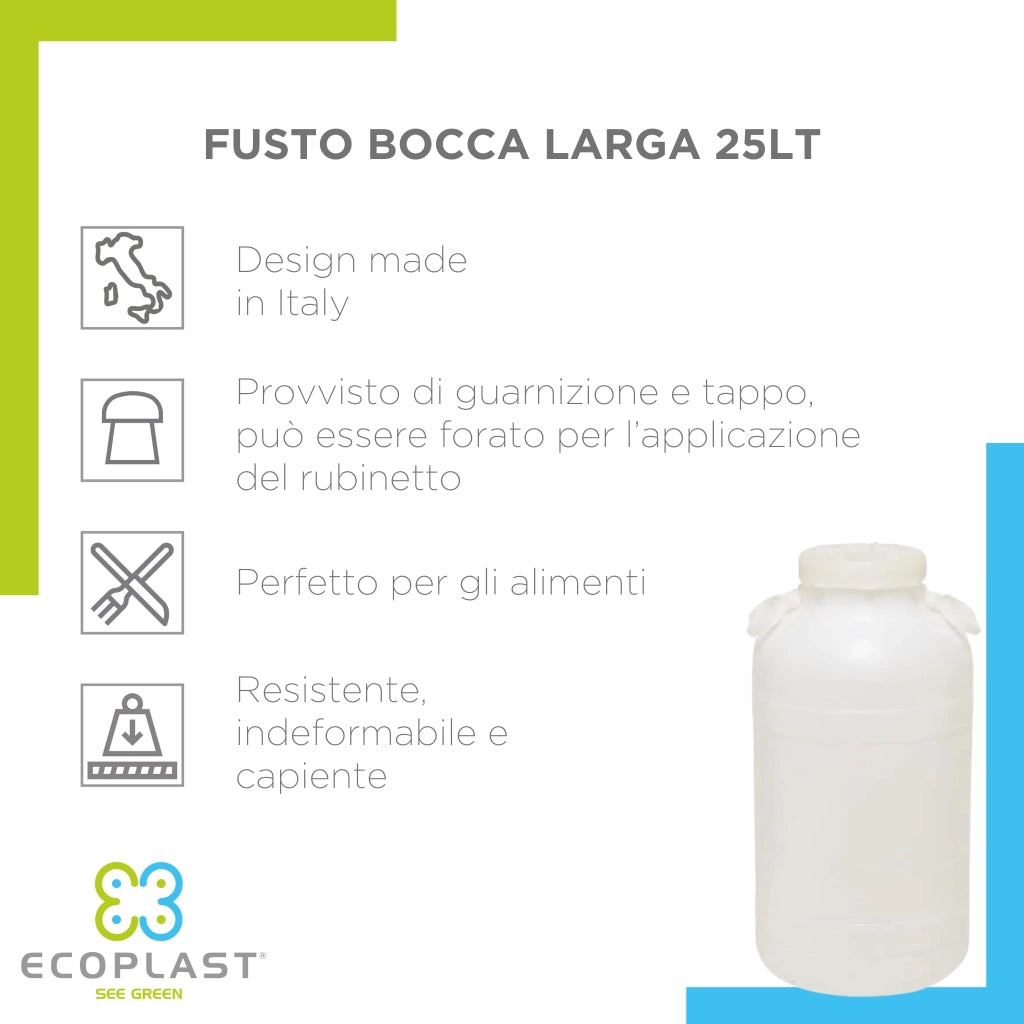 Fusto Bocca Larga Hdpe Lt 25 mm 270 H.mm 535