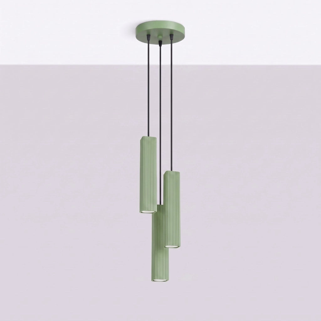 Lampada a sospensione RAYO 3P verde salvia