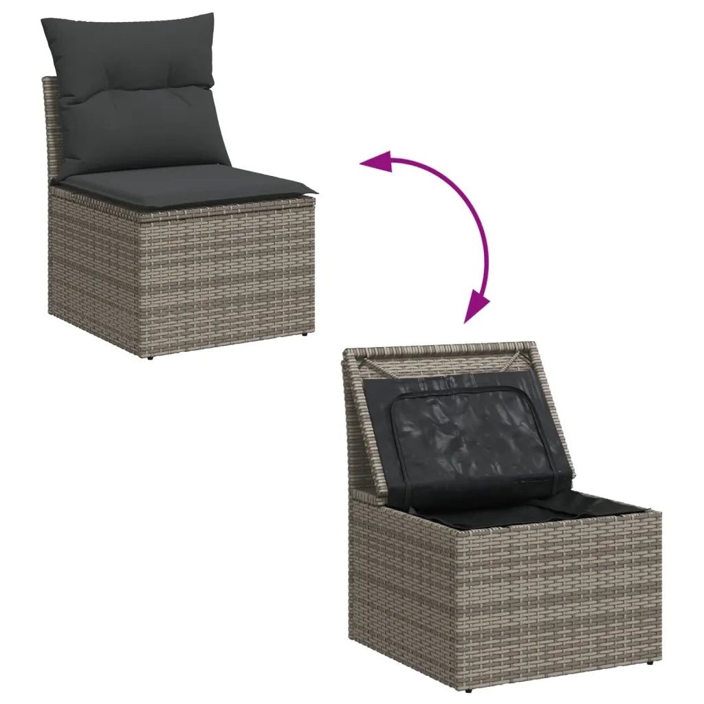 Set Divano da Giardino 8 pz con Cuscini Grigio in Polyrattan 3256361