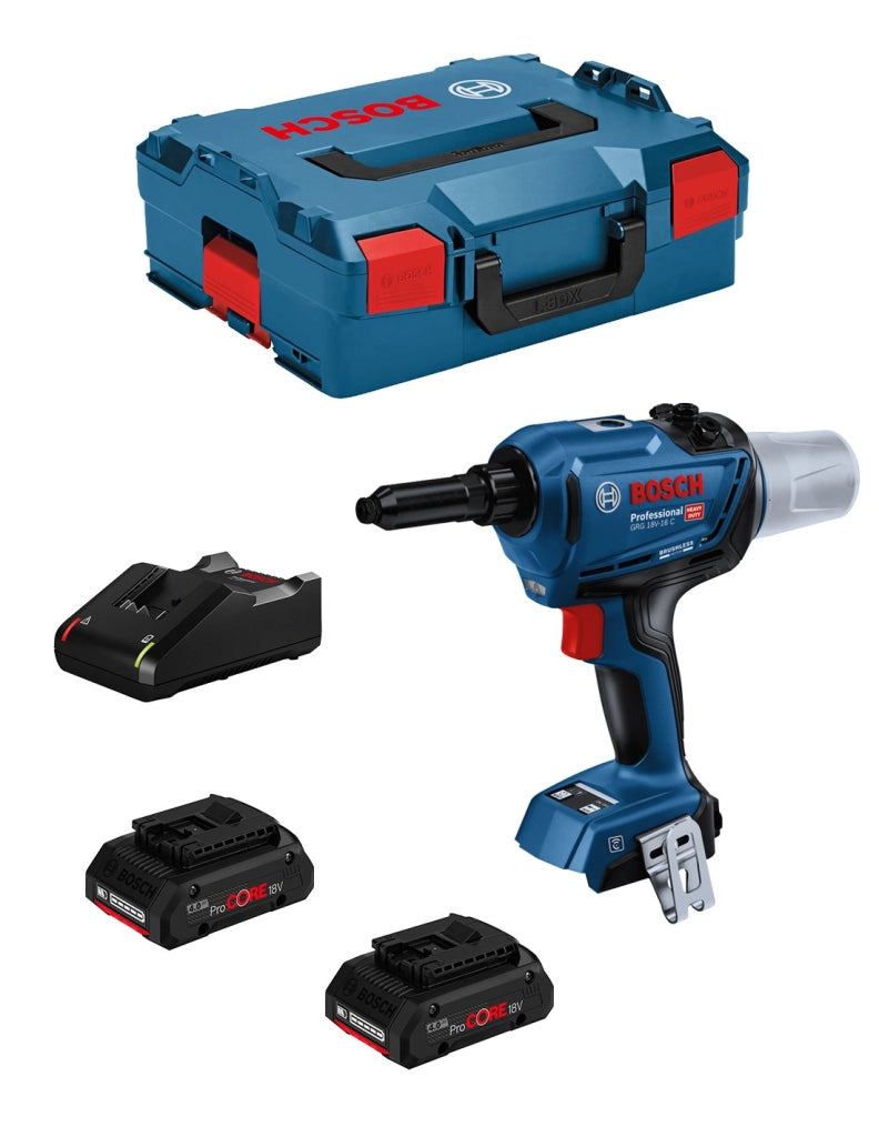 Rivettatrice BOSCH GRG 18V-16 C (2 x 4,0 Ah ProCORE + GAL18V-40 + L-Boxx 136)